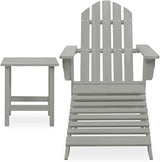 Patio Furniture Set with Ottoman and Table Solid Fir Wood Gray Outdoor Adirondack Chair for Garden Balcony Porch - Photo 2