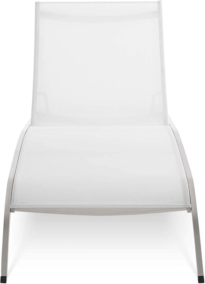 Modway Savannah Outdoor Patio Mesh Chaise Lounge Chair in White 25 x 76.5 x 12