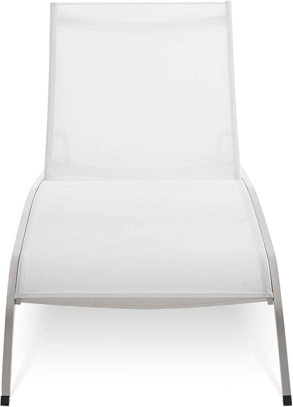 Modway Savannah Outdoor Patio Mesh Chaise Lounge Chair in White 25 x 76.5 x 12