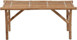 Folding Patio Bench with Cushion 46.5" Bamboo Porch Bench Garden Bench Outdoor Bench Deck Bench for patios, Gardens - Photo 4