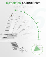 Lounge Chair Outdoor, Chaise Lounge Outdoor, HDPE 6-Position Lounge Chair for Outside - Photo 6
