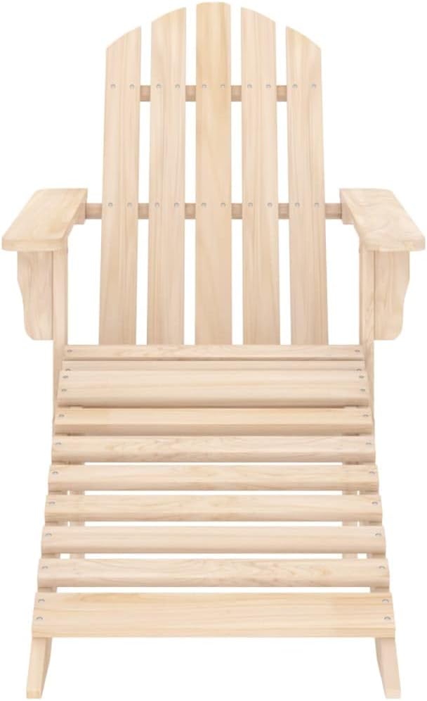 Solid Fir Wood Adirondack Chair with Ottoman and Table for Garden and Patio, Ergonomic Outdoor Furniture with Detachable Ottoman and Sturdy Frame, Weather Resistant Design