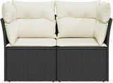Black PE Rattan 2-Seater Garden Sofa with Removable Covers, Modular Outdoor Furniture Set for Patio and Balcony - Photo 4