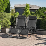 Nazhura Set of 2 Relaxing Recliners Patio Chairs Adjustable Steel Mesh Zero Gravity Lounge Chair Beach Chairs with - Photo 2