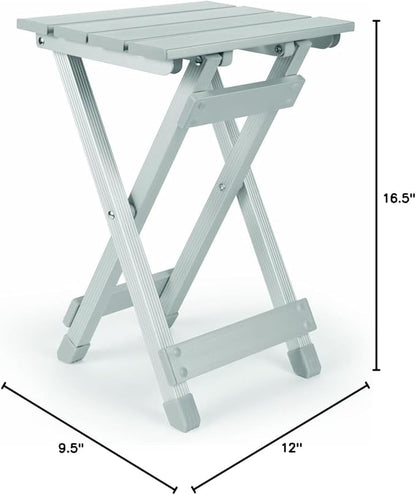 Camco Aluminum Small Outdoor Side Table - Folding Camping Table Supports Up to 130lb - Features Durable Aluminum Construction - Collapses for Easy RV Storage - (51890)