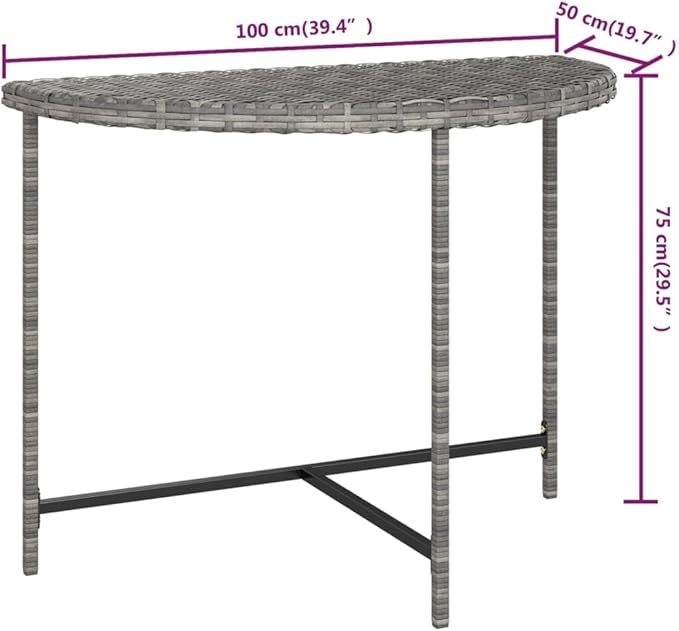 Modern Grey Poly Rattan Garden Table with Powder-Coated Steel Frame for Outdoor and Indoor Use, 4-Person Dining Set - Photo 2