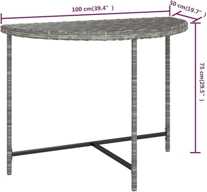 Modern Grey Poly Rattan Garden Table with Powder-Coated Steel Frame for Outdoor and Indoor Use, 4-Person Dining Set, Durable and Weather-Resistant, Easy to Clean, Sleek