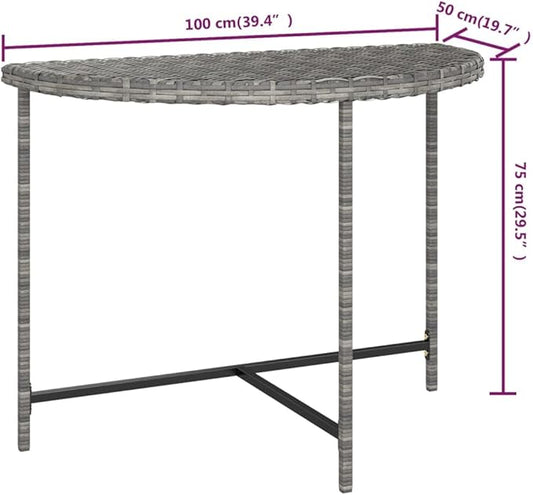 Modern Grey Poly Rattan Garden Table with Powder-Coated Steel Frame for Outdoor and Indoor Use, 4-Person Dining Set, Durable and Weather-Resistant, Easy to Clean, Sleek