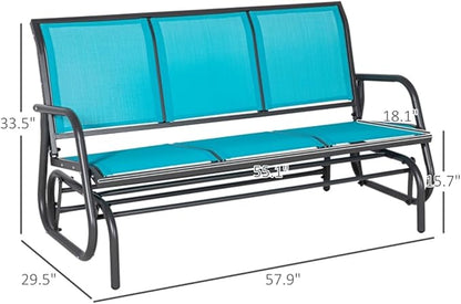 Outdoor Park Bench Backyard Garden, Front Porch, or Walking Path Furniture Seating, Outdoor Metal Garden Bench Patio Park Bench, Patio Park Bench Breathable Mesh Fabric 57.75" L x 29.5" W x 33.5" H