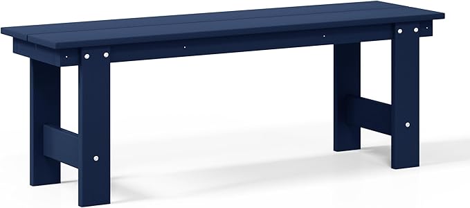 WestinTrends Ashore Outdoor HDPE 48" Modern Backless Patio Bench, Navy Blue