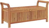Garden Storage Bench Cream White Natural Wood Solid Acacia Outdoor Furniture with Soft Polyester Cushion for Patio and - Photo 5