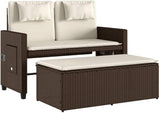 Reclining Patio Bench with Cushions Brown Poly Rattan Deck Bench Garden Bench Porch Bench Outdoor Bench for patios - Photo 3