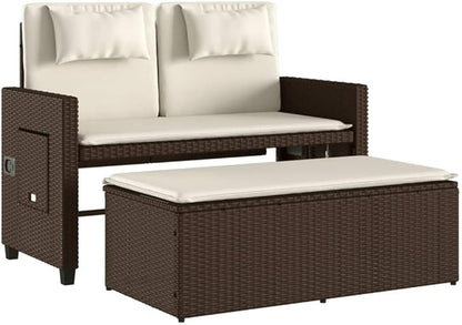 Garden Bench Brown, Cream White Yard Bench Patio for Outdoor Lawn