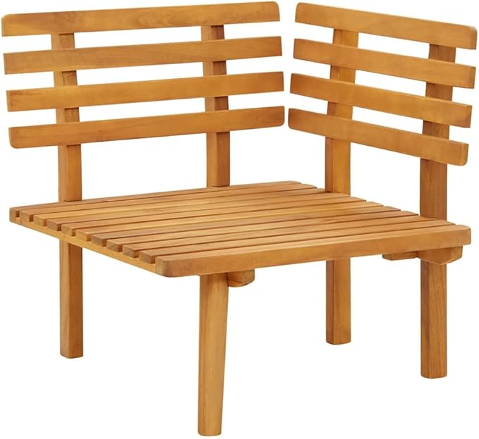Garden Corner Sofa Natural Dark Gray White Solid Acacia Wood Outdoor Seating with Weather-Resistant Cushions for Patio - Photo 8