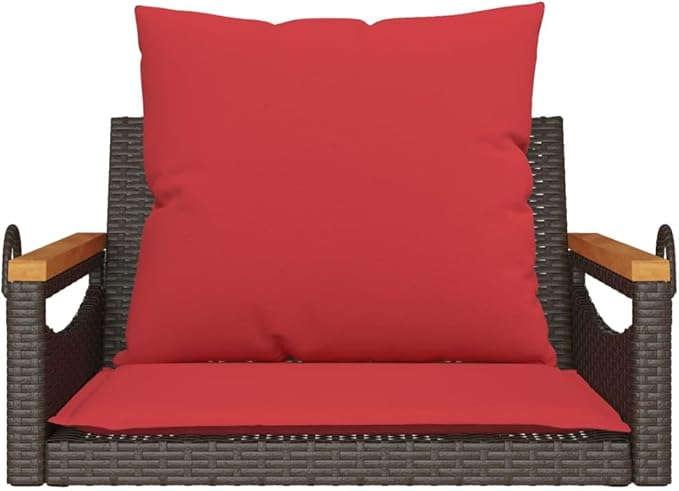 Brown PE Rattan Patio Swing Bench with Cushions, UV-Resistant Water-Repellent Materials - Photo 5