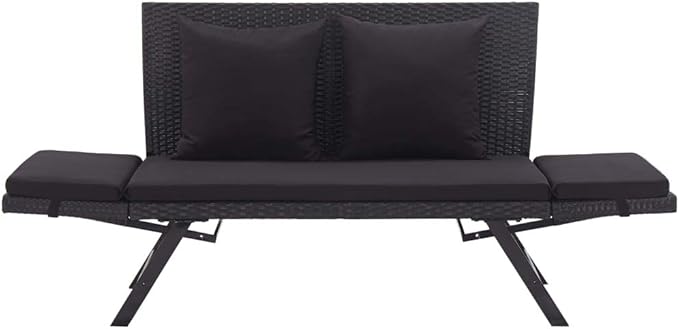 Patio Bench with Cushions, Outdoor Sunbed, Cushion Cover Removable, Garden Bench, Easy to Clean for Patio, Garden, Patio - Photo 6