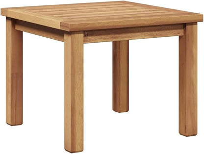 Solid Teak Wood Coffee Table, 17.72 x 17.72 x 14.17 in Modern Minimalist Outdoor Side Table for Patio, Garden, and Backyard Decor, Weather Resistant