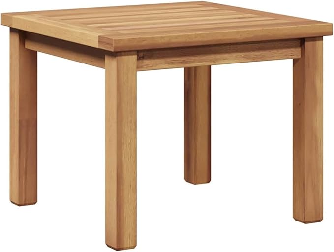 Modern Outdoor Coffee Table 17.72 inch Brown Solid Teak Wood Square Low Patio Accent Cocktail Table Easy Assembly Weather Resistant for Garden Balcony Small Spaces