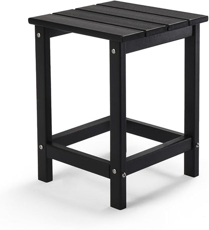 Outvita Adirondack Side Table, 14 Inch Square Outdoor End Table, HDPE Weather Resistant Coffee Table for Patio Balcony Deck Garden, Black