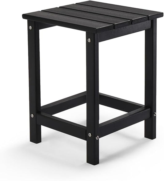 Outvita Adirondack Side Table, 14 Inch Square Outdoor End Table, HDPE Weather Resistant Coffee Table for Patio Balcony Deck Garden, Black