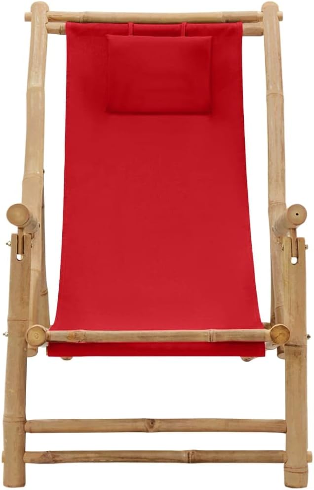 Deck Chair Bamboo and Canvas, Outdoor Patio Furniture, Balcony Chairs, Lounge Chairs, Beach Lounge Chair Outdoor - Photo 3