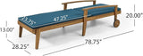 Outdoor Chaise Lounge Chair, Pool Lounge Chairs with Wheels, 5-Position Adjustable Backrest & Wood Frame - Photo 2