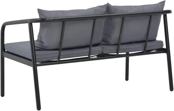 Modern 2-Seater Garden Bench with Aluminum Frame and Light Grey Cushions, Durable Weather-Resistant Outdoor Sofa for Patio Balcony
