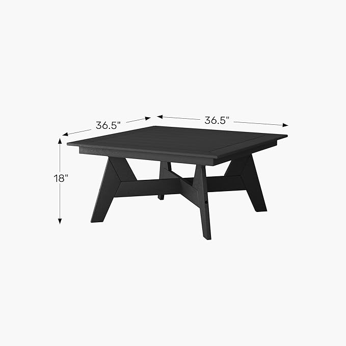 WestinTrends Avalon Modern Low Outdoor Patio Square HDPE Coffee Table, Gray - Photo 2