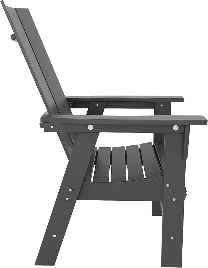 WO WESTIN OUTDOOR HDPE Shoreside Modern Curveback Adirondack Dining Chair,Gray