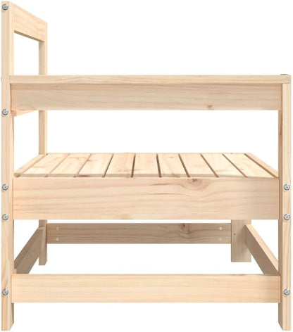 Natural Pine Outdoor Sectional Sofa 26 x 24 x 28 in Rustic Modular Loveseat for Patio Balcony Garden Backyard Seating Set