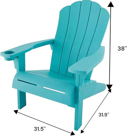 Modern Adirondack Chair with Cup Holder, Outdoor Patio Furniture (Teal)