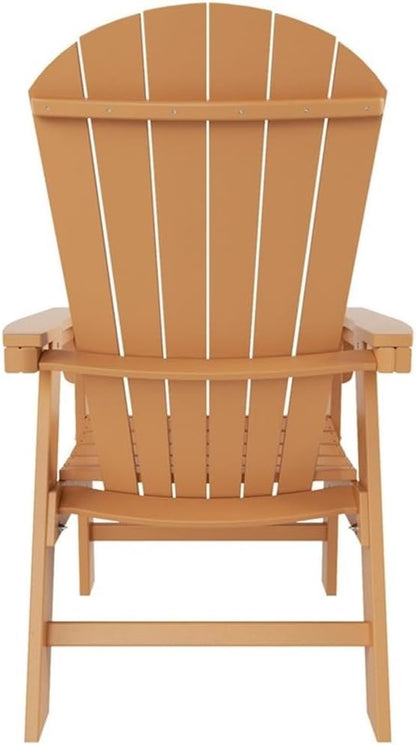 Costaelm Outdoor Adirondack Chair, HDPE Patio Balcony Pool Chair, Modern Front Porch Fire Pit Backyard Chair, Garden Resin Lounge Chair for Outside, Teak