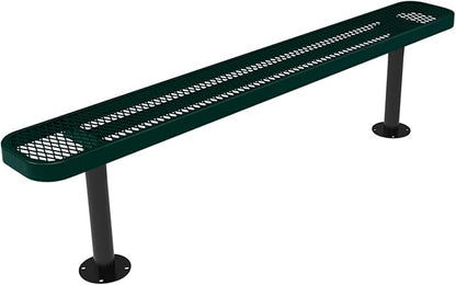 COATEDOUTDOORFURNITURE Heavy-Duty Outdoor Bench Thermoplastic Coated, Expanded Metal, Commercial-Grade Seating, Made in America (Surface Without Back, 6 Ft, Textured Dark Green)