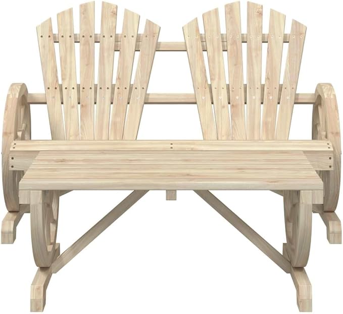 Solid Fir Wood Adirondack Chair and Table Set 4-Piece Outdoor Furniture for Patio and Garden with Weather-Resistant - Photo 4