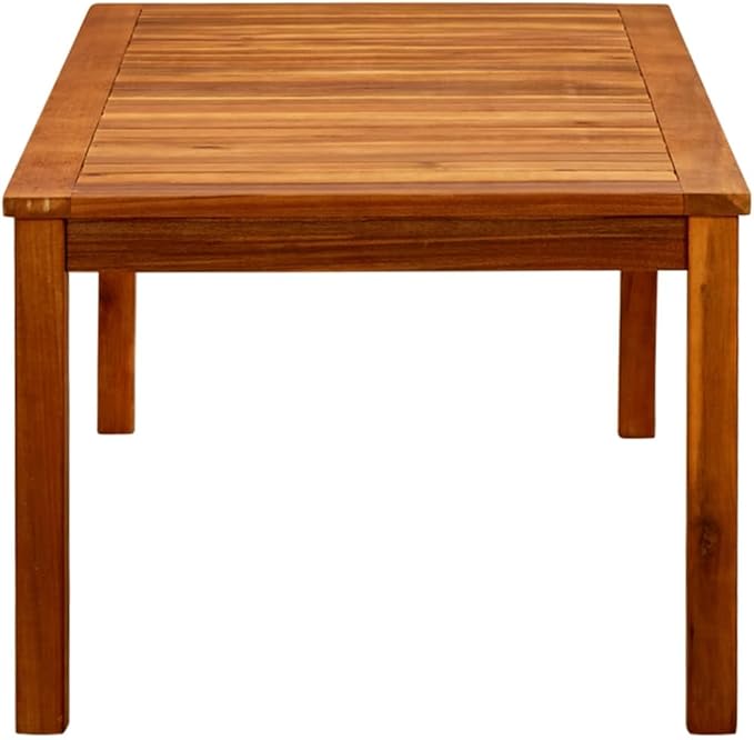vidaXL Outdoor Coffee Table- Solid Acacia Wood Natural Oil Finish- Patio/Deck/Porch Side Table- Slatted Top- 43.3"x23.6"x17.7"