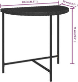 Modern Rectangular Garden Table Black Poly Rattan Medium Durable Outdoor Indoor Table with Powder-Coated Steel Frame - Photo 2
