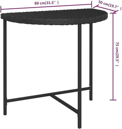 Modern Rectangular Garden Table Black Poly Rattan Medium Durable Outdoor Indoor Table with Powder-Coated Steel Frame Weather-Resistant for Patio Dining