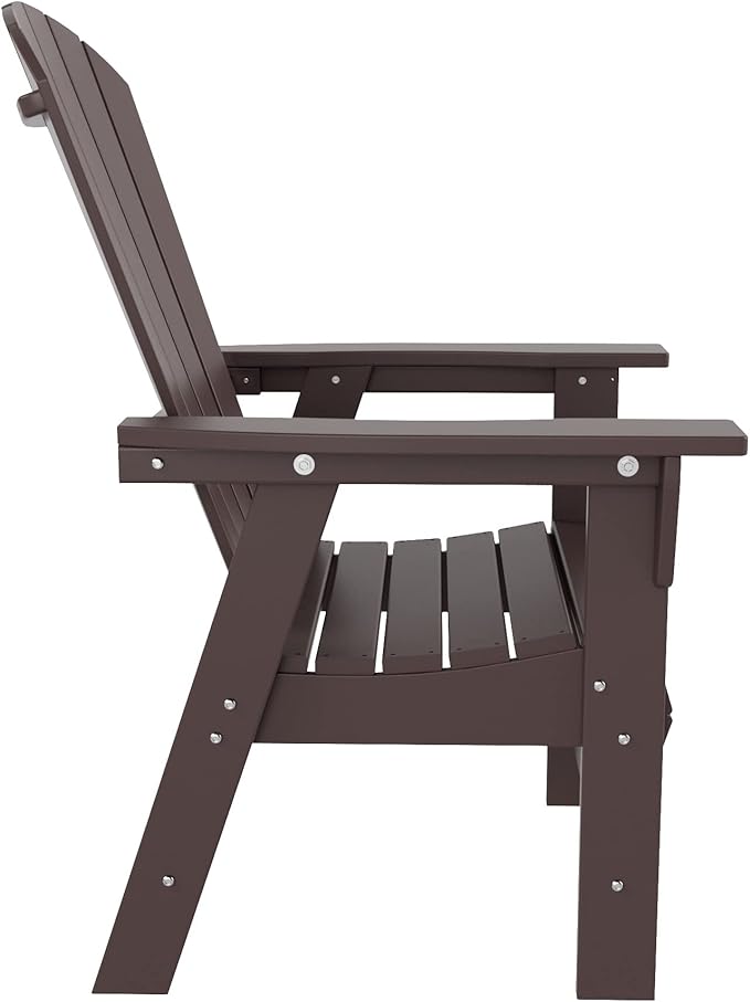 WestinTrends Dylan Outdoor Patio Shell-Back Adirondack Dining Chair Weather Resistant Dark Brown