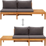 Patio Bench with Table Dark Gray Cushions, Modern Patio Furniture, Mid Century Modern Patio Furniture - Photo 3