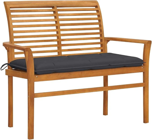 Solid Teak Wood Garden Bench for Outdoor Patio, Traditional Style with Weather-Resistant Cushion - Photo 1