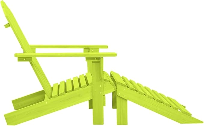 Adirondack Garden Chair with Footrest, Adirondack Chair, Wooden Recliner Chair, Adirondack Garden Chair, Deck Chair, Balcony Chair, Garden Lounger, Solid Wood, Fir Green