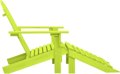 Adirondack Garden Chair with Footrest, Adirondack Chair, Wooden Recliner Chair, Adirondack Garden Chair, Deck Chair, Balcony Chair, Garden Lounger, Solid Wood, Fir Green