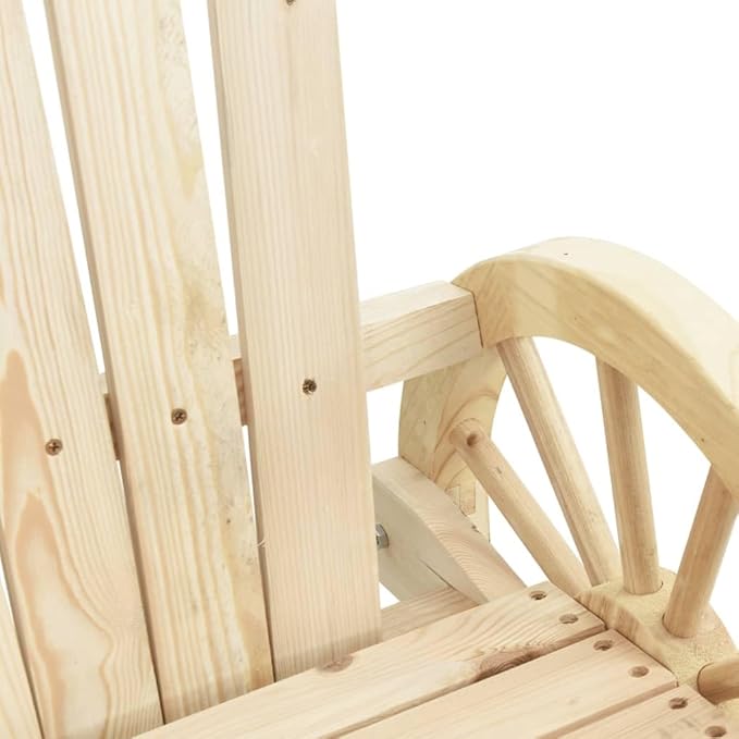 Garden Adirondack Chair Set of 4 Natural Solid Fir Wood Outdoor Seating with Ergonomic Design and Durable Construction - Photo 8
