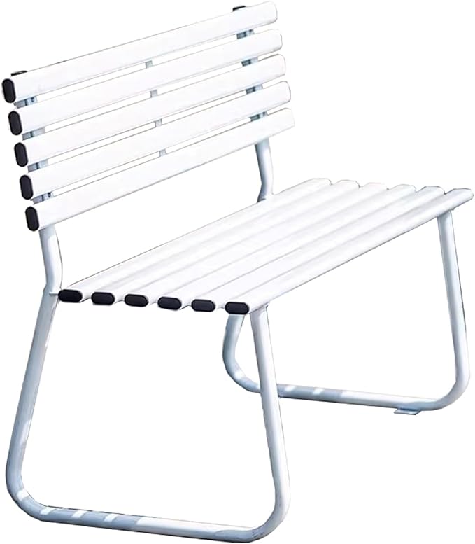 Outdoor Metal Garden Bench with Thickened Galvanized Steel Pipe, Weatherproof, 660lbs Load Capacity, for Patio, Balcony, Garden, Home and Commercial Use(White)