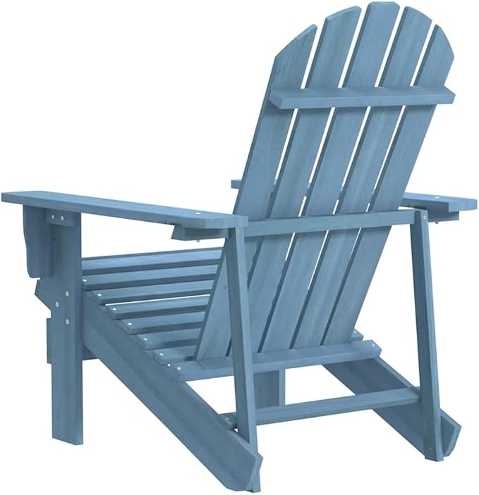 Blue Adirondack Outdoor Chair Solid Fir Wood 34.1x27.4x35.2 in Ergonomic Patio Lounge Rustic Fade-Proof Finish for - Photo 5