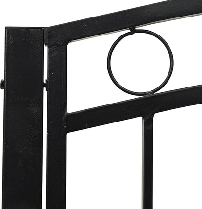 Modern Garden Bench with Table, Black Powder-Coated Steel, Medium Durable Outdoor Furniture for Patio, Balcony, Backyard, Compact Design, Sturdy Construction, Integrated