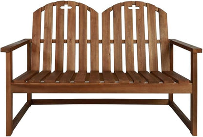 Solid Acacia Wood Garden Bench 43.3 Inch Rustic Outdoor Bench with Oiled Finish Weather Resistant 2 Seater for Patio Backyard and Terrace