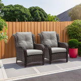 Rilyson Outdoor Wicker Patio Chairs Set of 2: Rattan Dining and Porch Chairs with High Back and Deep Seating - Photo 5