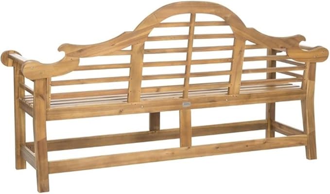 BOWERY HILL Contemporary Wood Garden Bench, Teak Finish, Classic Design, Weather-Resistant, Durable Outdoor Seating for Patio, Porch, or Garden Use
