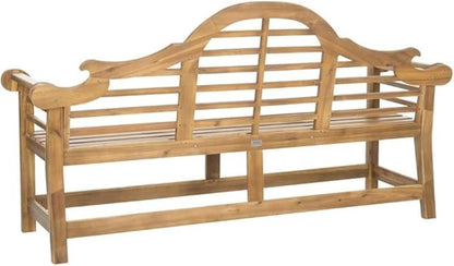 BOWERY HILL Contemporary Wood Garden Bench, Teak Finish, Classic Design, Weather-Resistant, Durable Outdoor Seating for Patio, Porch, or Garden Use
